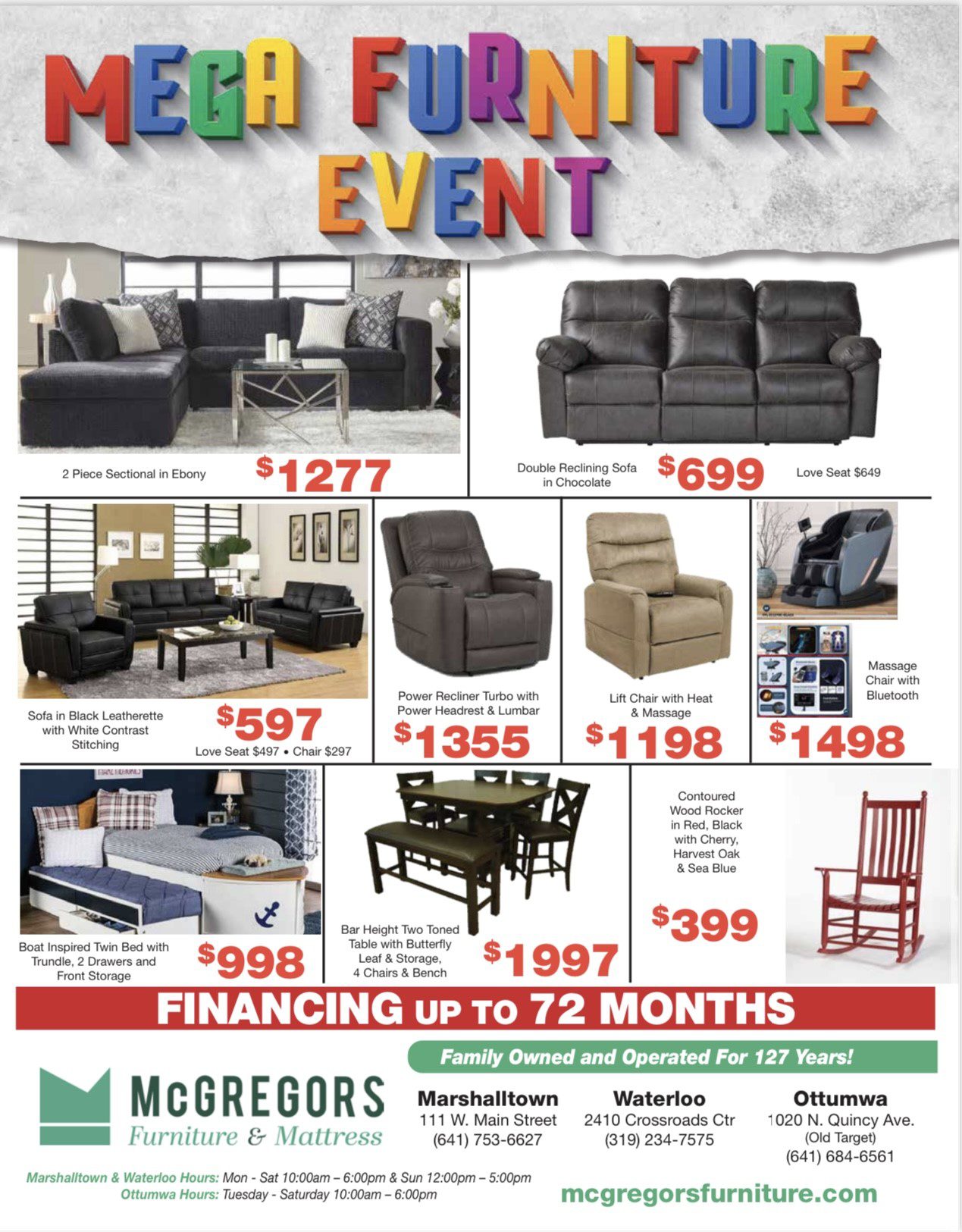 9-28-23 Mega Furniture Event! Spring Clearance Sale