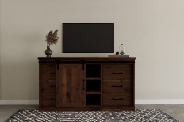 Aspen Oak 62" TV Console W/Barn Door - Image 2