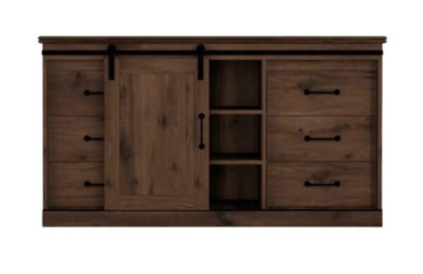 Aspen Oak 62" TV Console W/Barn Door