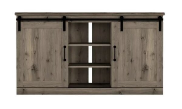 Gray Ash 62" TV Console W/Barn Door