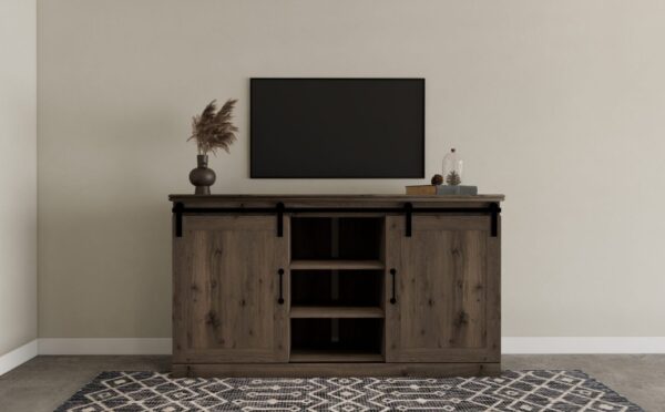 Gray Ash 62" TV Console W/Barn Door - Image 4