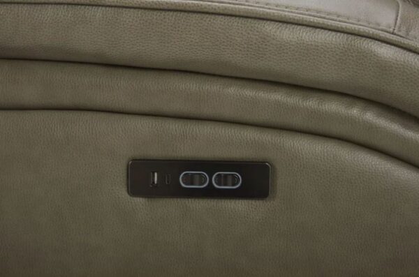 Grant 6 Piece Power Leather Sectional In Cobblestone - Image 5