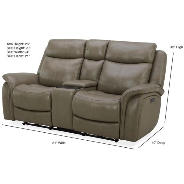 Grant Top Grain Leather Power Reclining Loveseat - Image 8